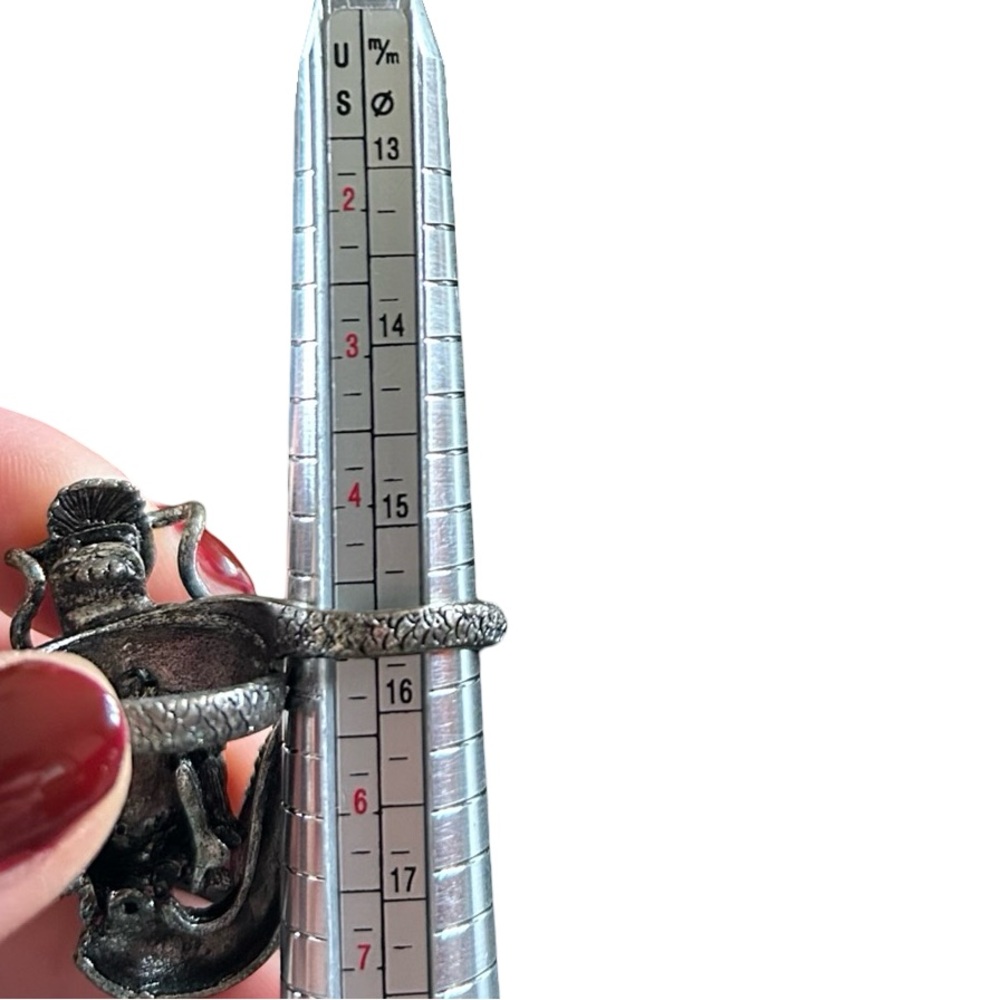 Gothic Double Finger Dragon Statement Ring Silver… - image 7